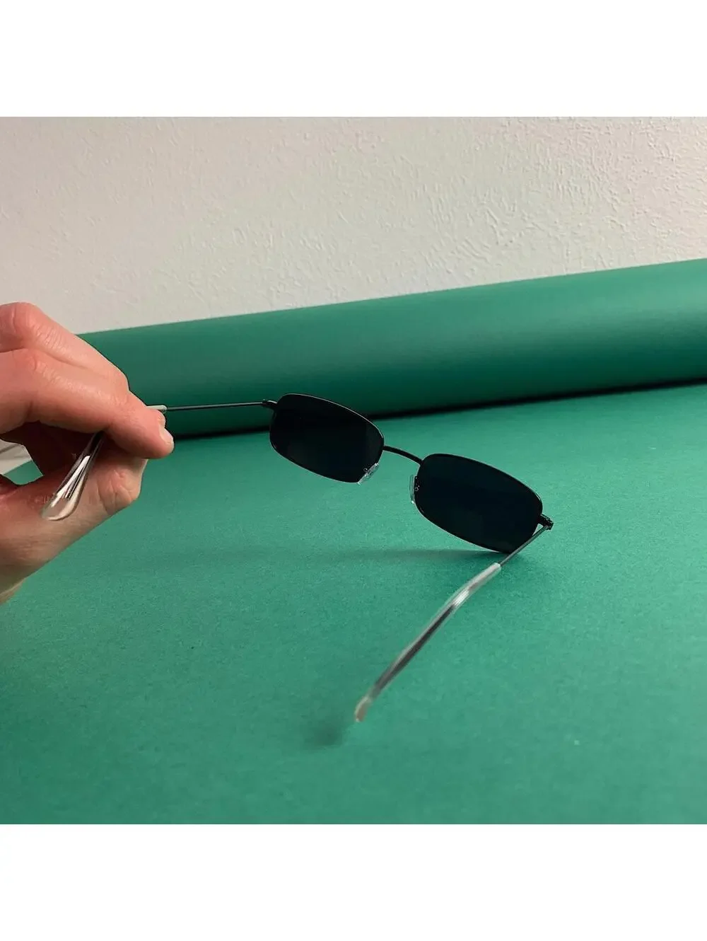 Y2K Vintage Cyber Silver Black Slim Unique Sunglasses Unisex
